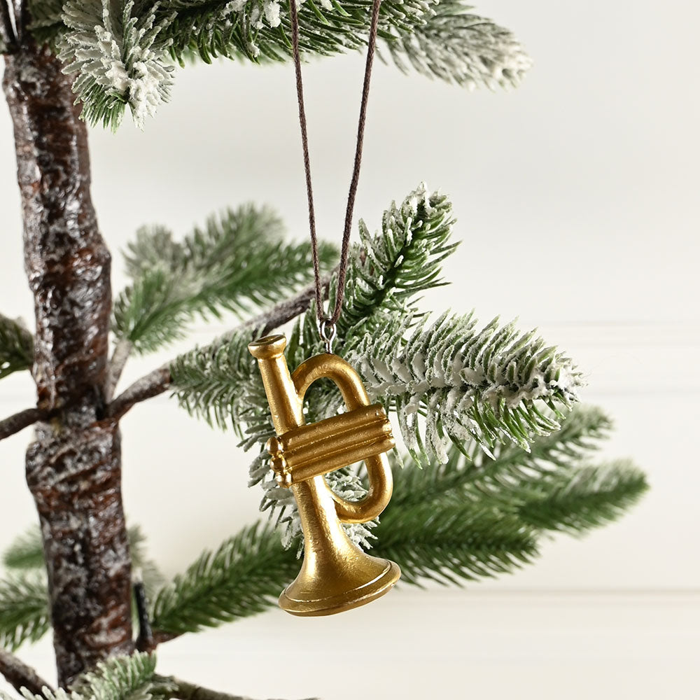 Det Gamle Apotek Trumpet ozdoba zlatá 6 cm