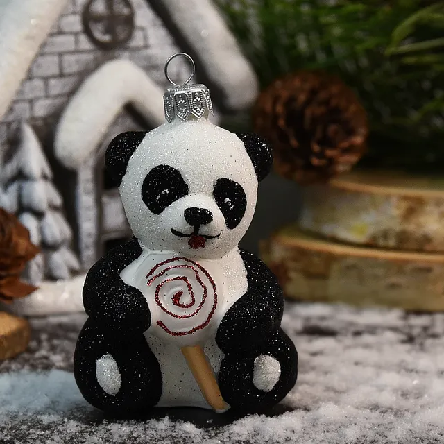 Vitbis Méďa panda skleněná baňka 9 cm