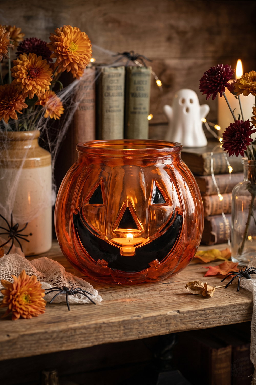 Det Gamle Apotek Candle holder svícen 8 cm oranžový sklo