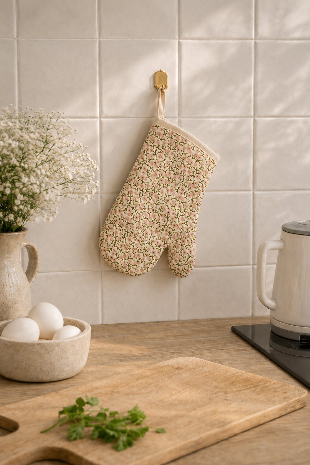Det Gamle Apotek Oven Mitten chňapka béžová 28 cm