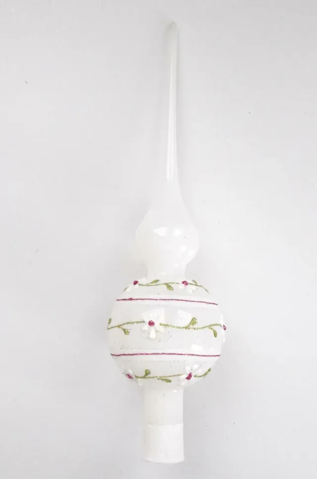 Vánoční ozdoby špice jednokulová bílá porcelánová