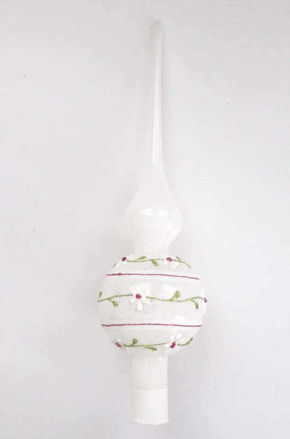 Vánoční ozdoby špice jednokulová bílá porcelánová