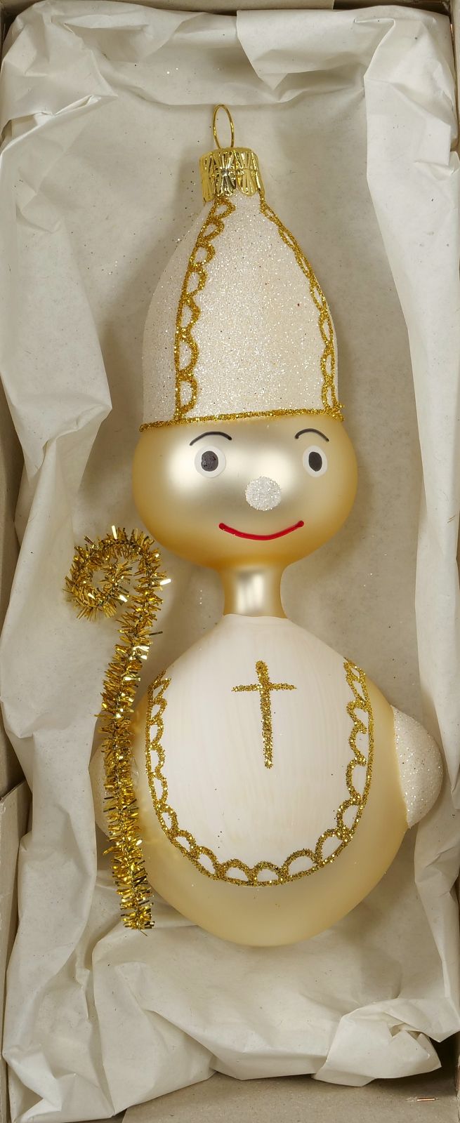 Vánoční ozdoby champagne matná forma mikuláš pofouknuté boule ozdoba