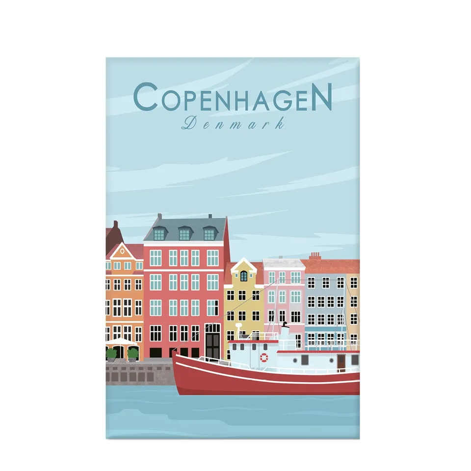 Det Gamle Apotek Magnet kovový modrý København 8 cm