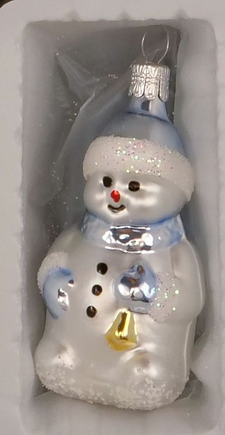 Vánoční ozdoba sněhulák figurka vícebarevná skleněná