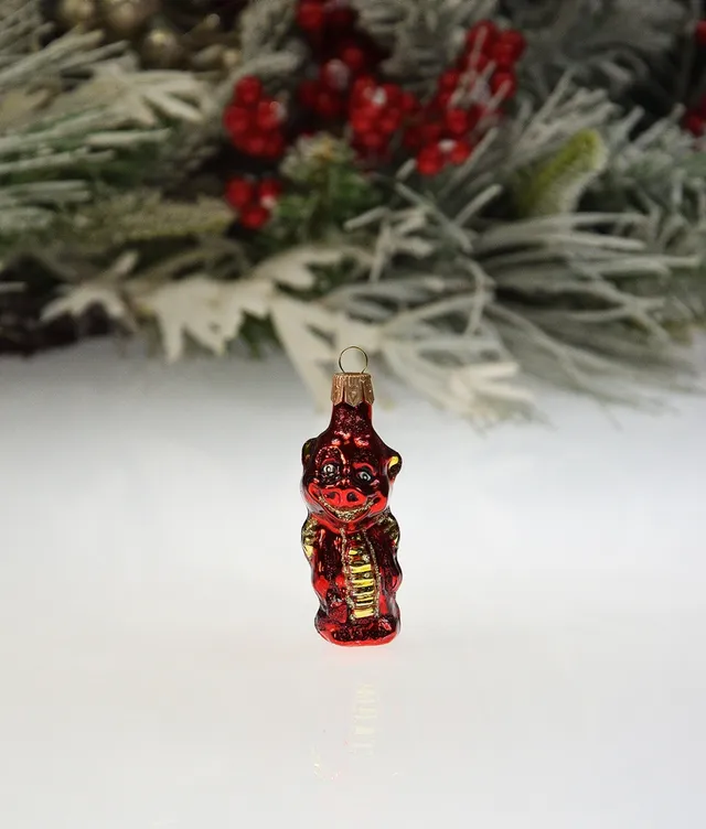 Vitbis Červený drak skleněná figurka 6 cm lesklá