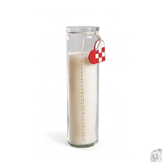 Det Gamle Apotek Calender candle kalendářní svíčka ve skle bílá 21 cm