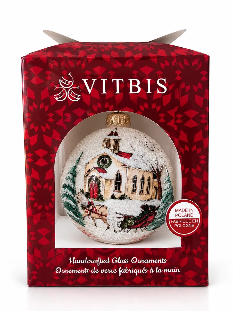 Vitbis Świąteczna podróż vánoční baňka 15 cm bílá
