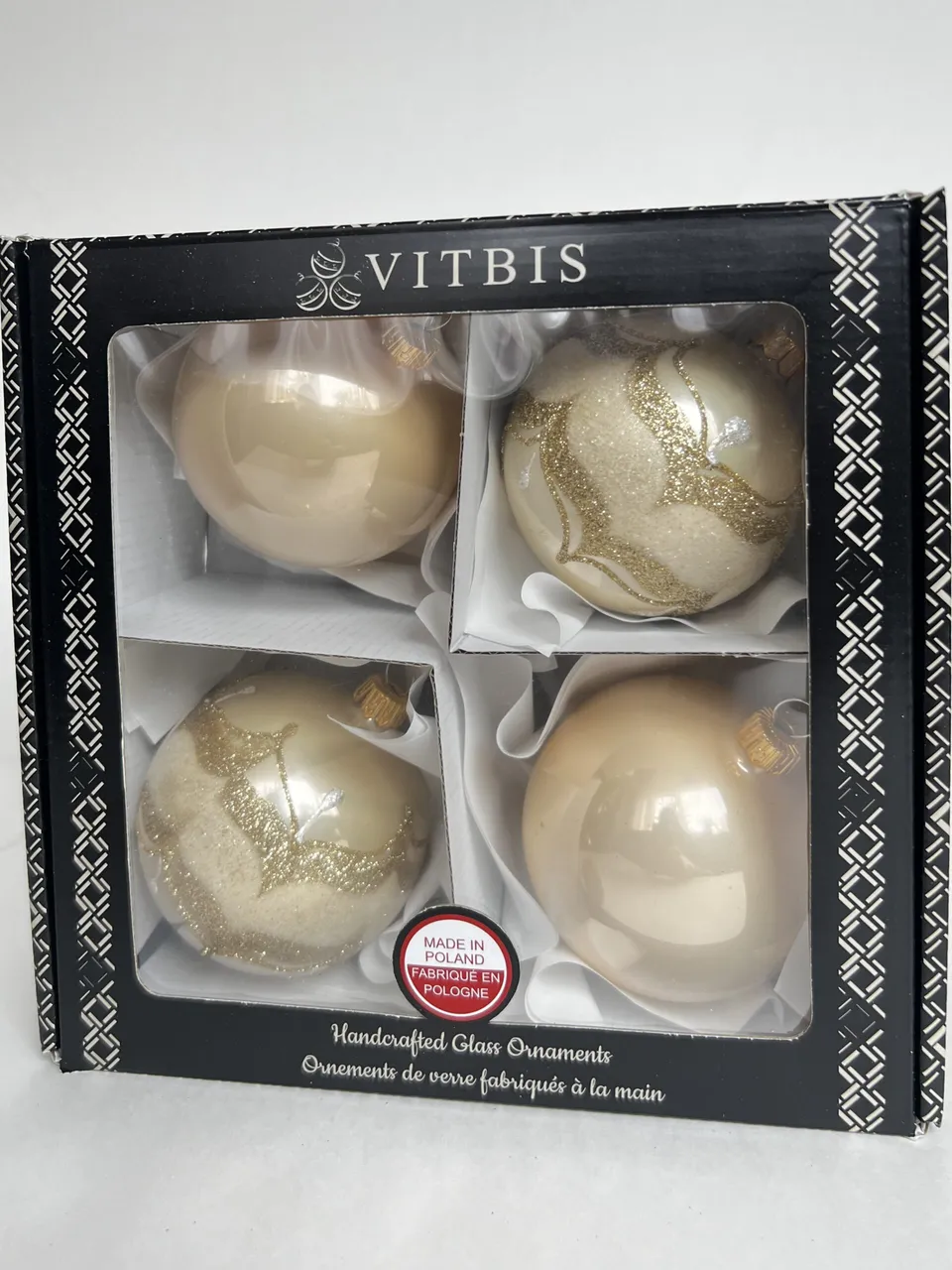 Vitbis Šampaňská sada skleněné baňky 8 cm 4 ks zlatá