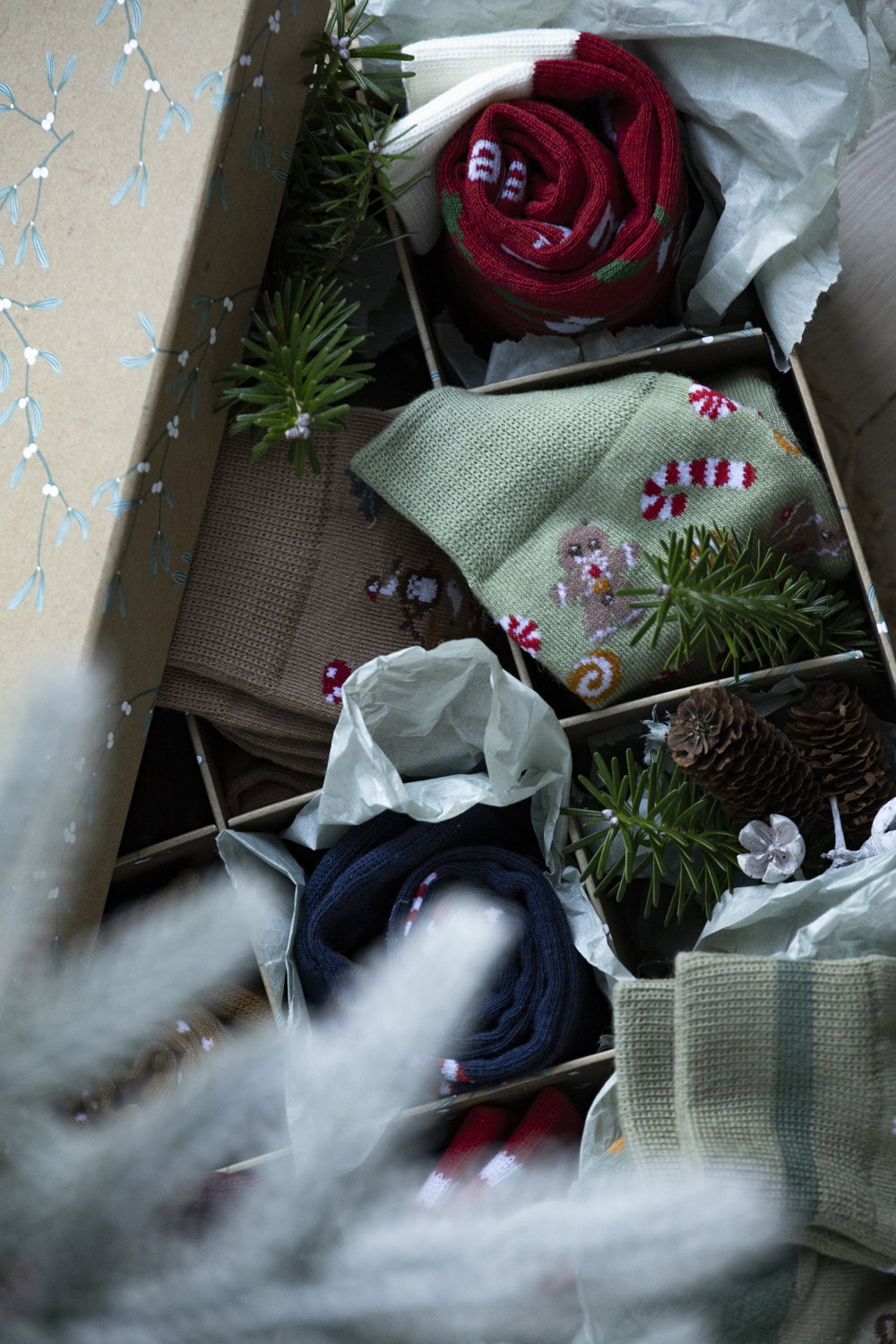 Det Gamle Apotek Socks dámské ponožky zelené bavlna
