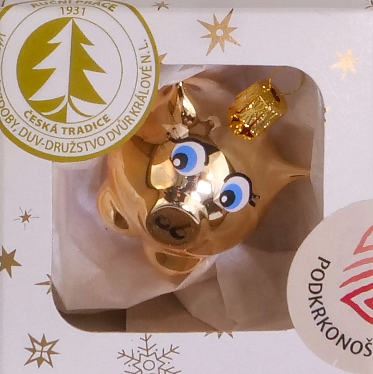 Vánoční ozdoby figurka prasátko 63229014/5 zlatá