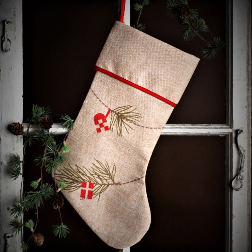 Det Gamle Apotek Christmas Stocking punčocha hnědá 44 cm