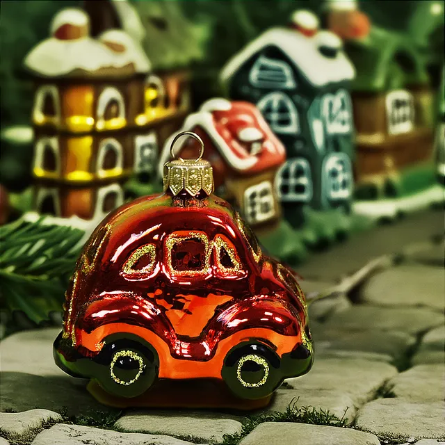 Vitbis Červené auto skleněná ozdoba 7 cm 1 ks