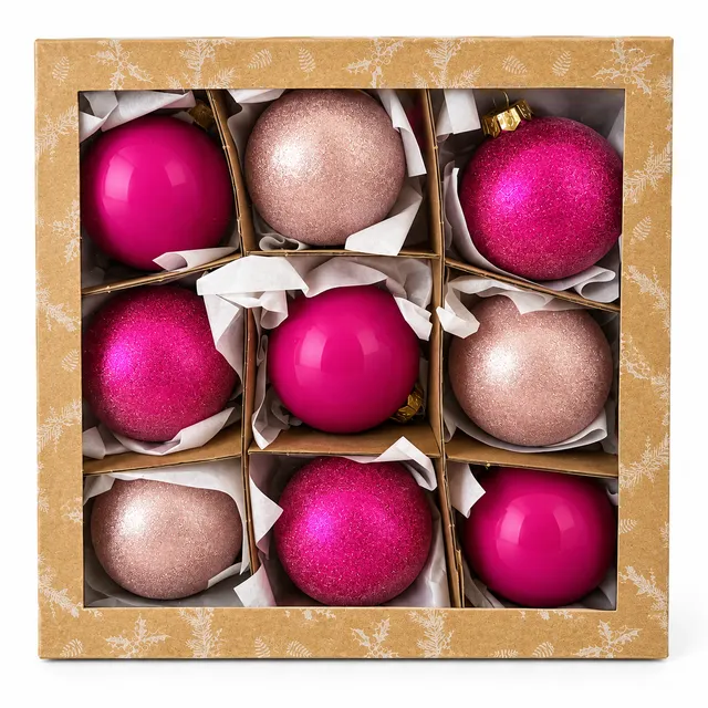 Vitbis Pastelový set skleněné baňky 9 ks 8 cm matné