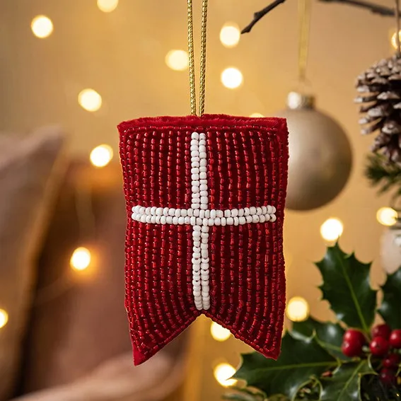 Det Gamle Apotek Flag vánoční ozdoba vlaječka 5 cm červená