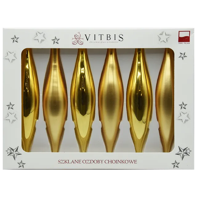Vitbis zlaté vánoční rampouchy 15 cm 6 ks