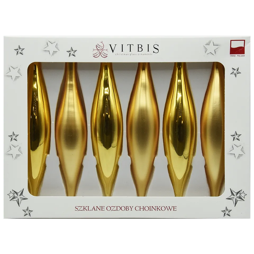 Vitbis zlaté vánoční rampouchy 15 cm 6 ks