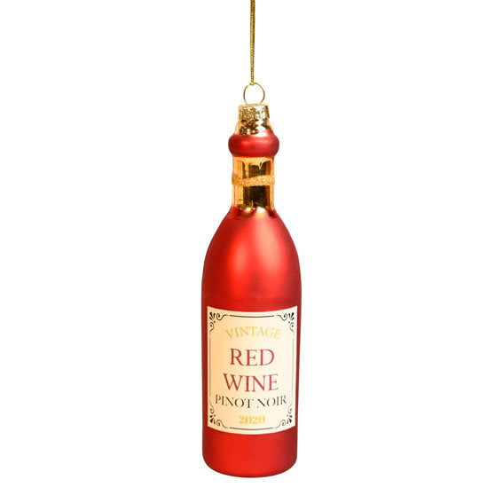 Det Gamle Apotek Wine bottles skleněná ozdoba 3 cm červená
