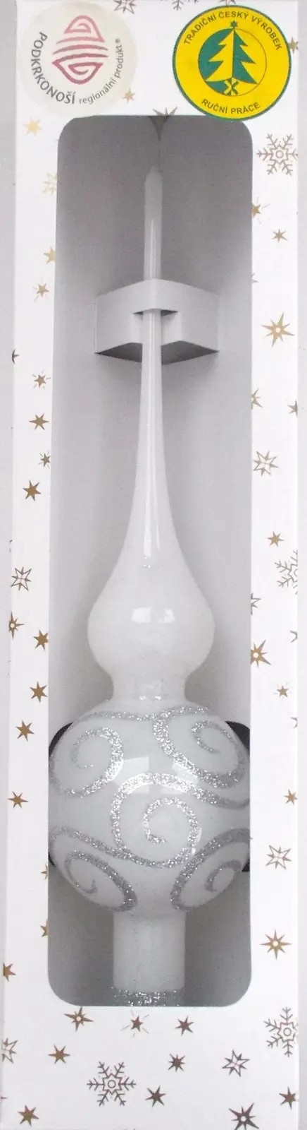 Vánoční ozdoby špice jednokulová bílá porcelánová