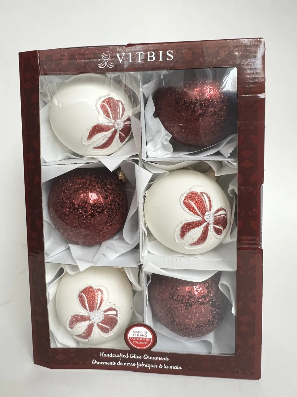 Vánoční elegance Vitbis skleněné baňky 8 cm 6 ks