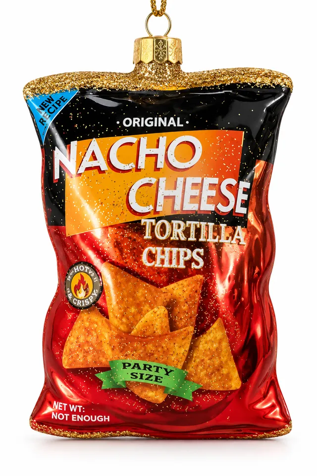 Vitbis Chipsy skleněná baňka 9 cm 1 ks vtipná