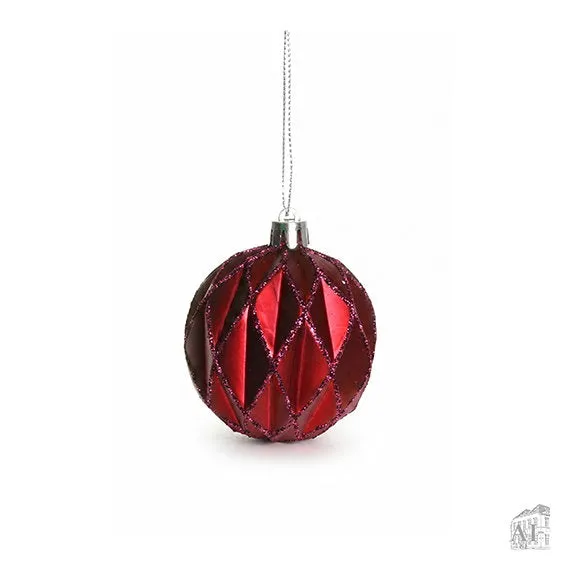 Det Gamle Apotek Red Christmas bauble baňka 10 cm červená glitter