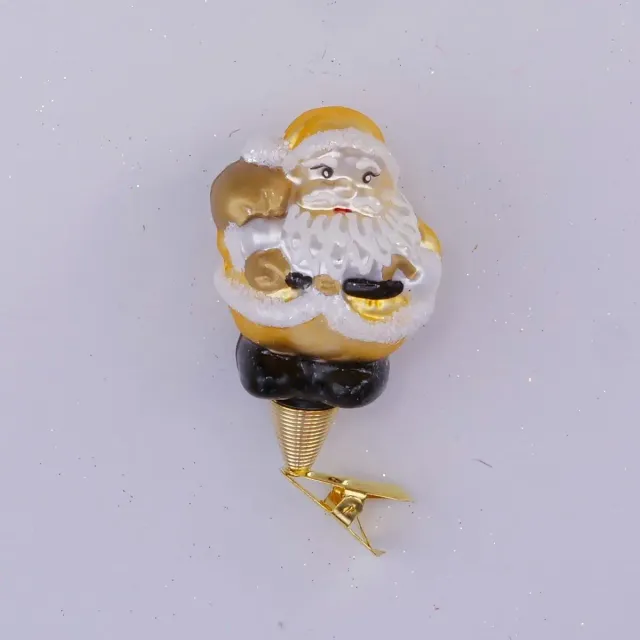Vánoční ozdoby 35247612 Santa s pytlem bílá matná figurka