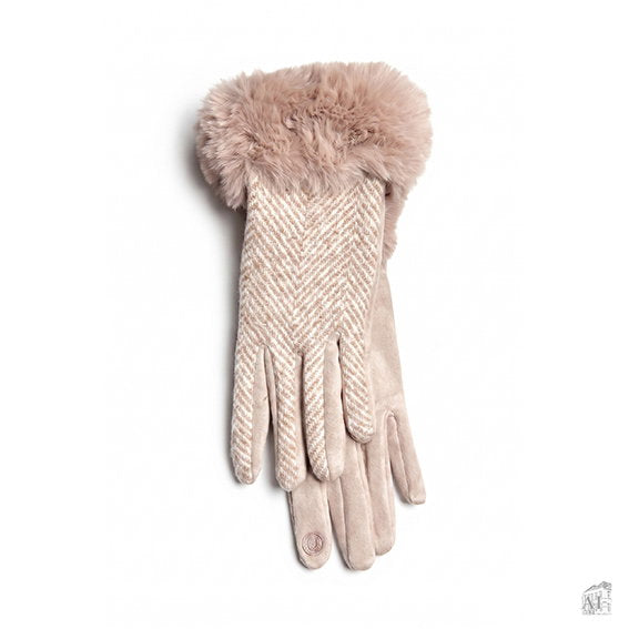 Det Gamle Apotek Gloves rukavice béžové polyester