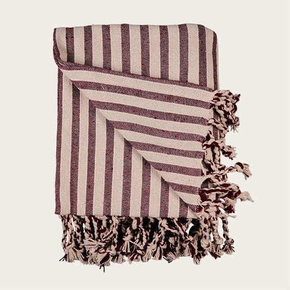 Det Gamle Apotek Blanket deka bavlněná bordó 130x180 cm