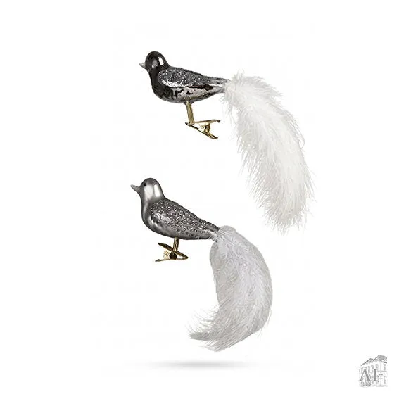 Det Gamle Apotek Bird on clips ptáček 6 cm skleněný