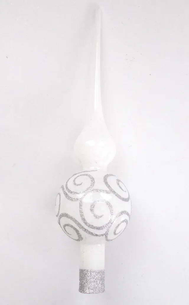 Vánoční ozdoby špice jednokulová bílá porcelánová