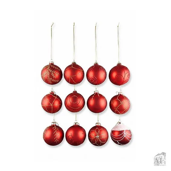 Det Gamle Apotek Red baňky červené skleněné 8 cm