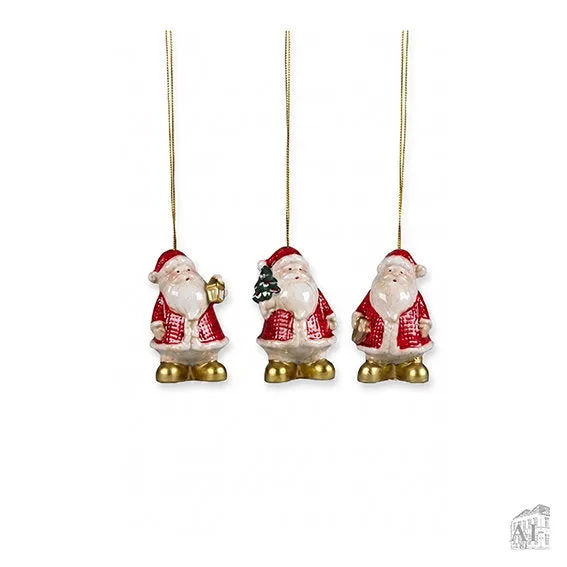 Det Gamle Apotek porcelánový Santa Claus červený 4 cm