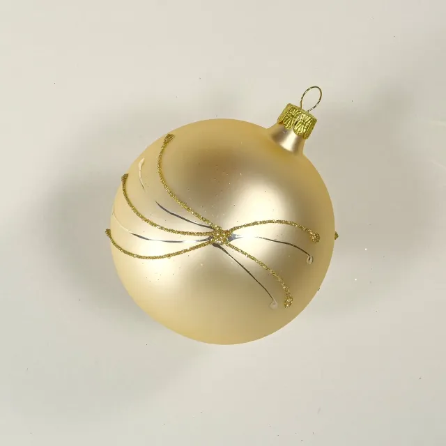 Vánoční ozdoby champagne matná dekorovaná koule