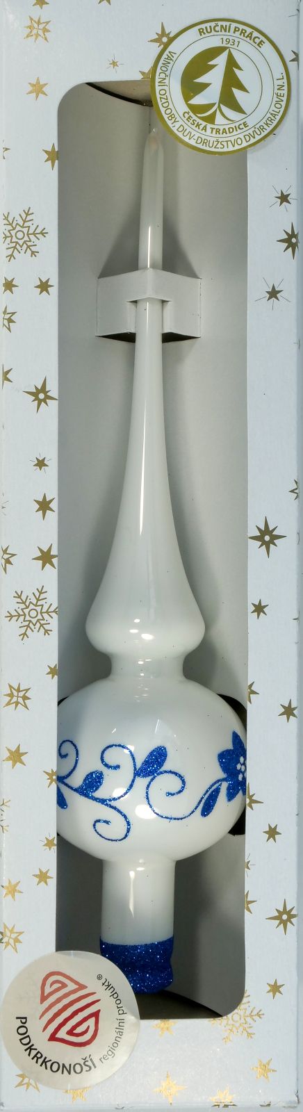 Vánoční ozdoby extra bílá porcelánová špice jednokulová