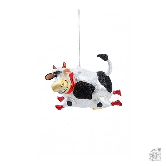 Det Gamle Apotek Cow závěsná ozdoba bílá 9 cm sklo