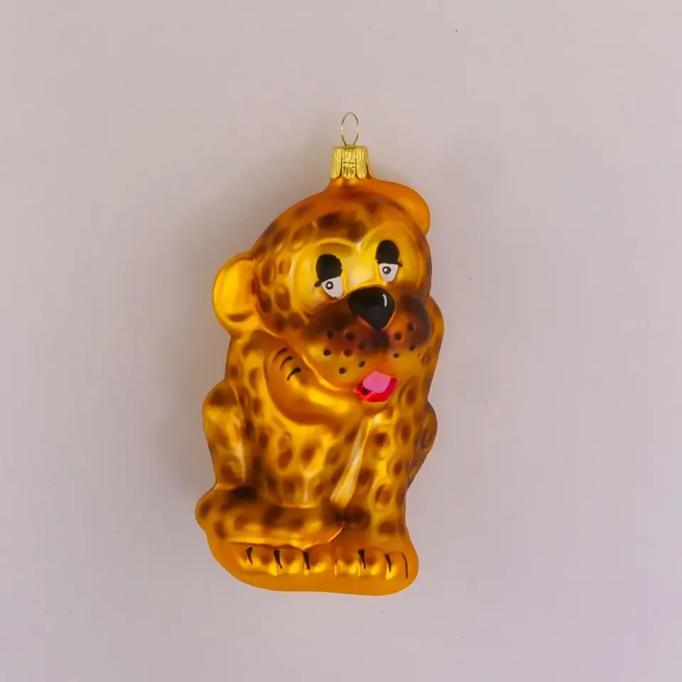 Vánoční ozdoby zlatá matná baňka gepard