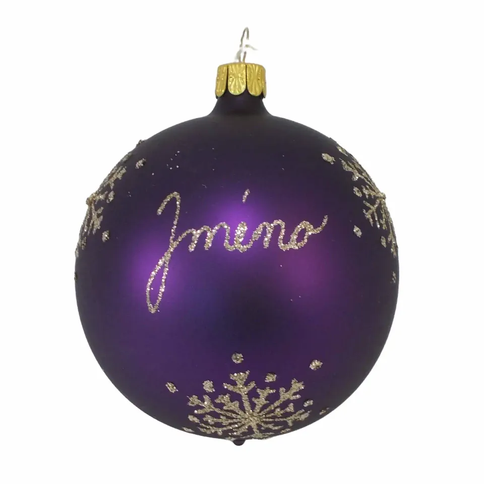 Vánoční ozdoby koule se jménem purpurová matná 80 mm