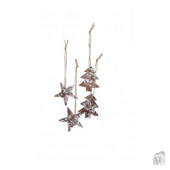 Det Gamle Apotek Star and tree závěs 15 cm hnědé dřevo