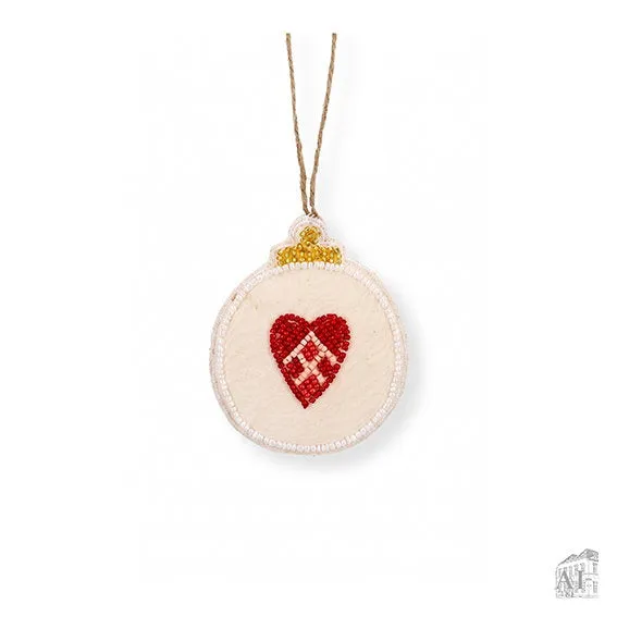Det Gamle Apotek Christmas bauble baňka 8 cm bílá