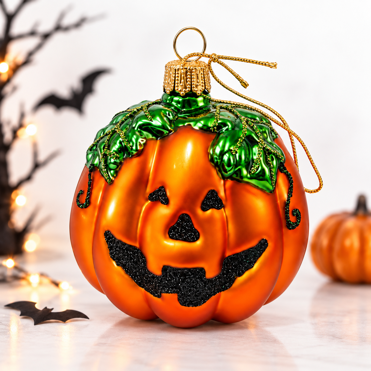 Vitbis dýně skleněná baňka na halloween 7 cm