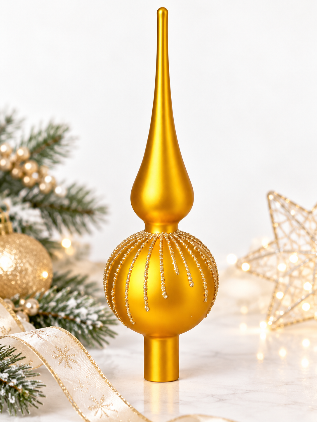 Vitbis zlatá zdobená skleněná špice 24 cm