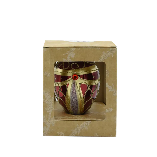 Vitbis skleněná baňka vejce Fabergé 11 cm bordó