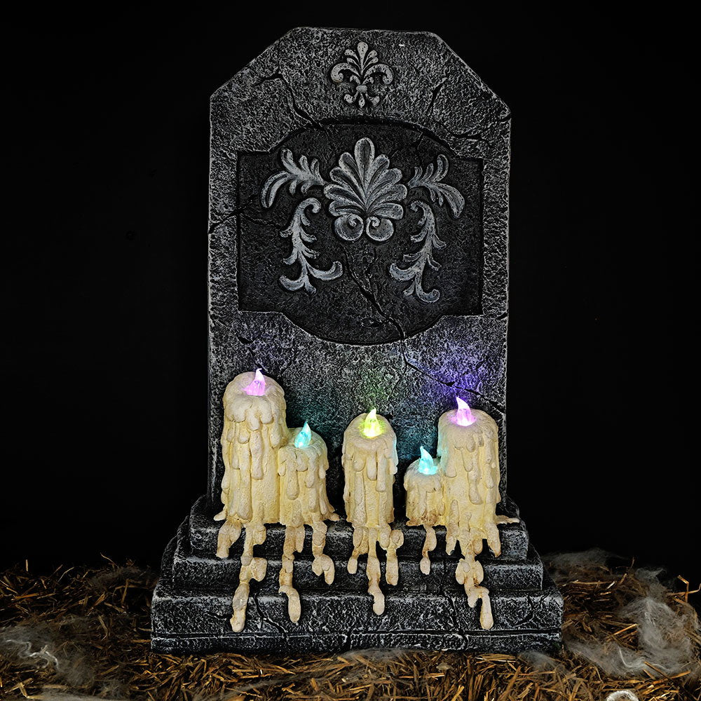 Det Gamle Apotek Tombstone náhrobek s LED šedý Halloween