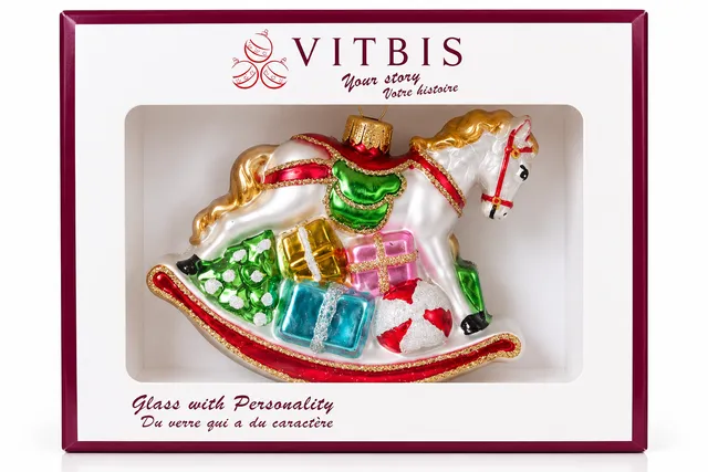 Vitbis Kůň na houpačce skleněná ozdoba 8 cm 1 ks