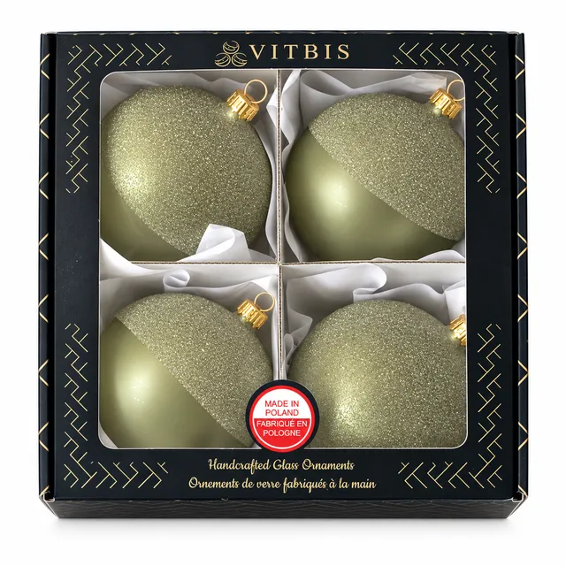 Vitbis olivové skleněné baňky 10 cm 4 ks