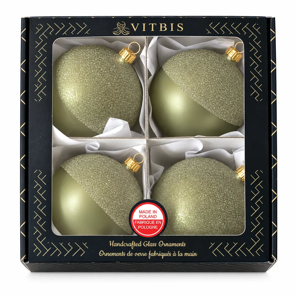 Vitbis olivové skleněné baňky 10 cm 4 ks