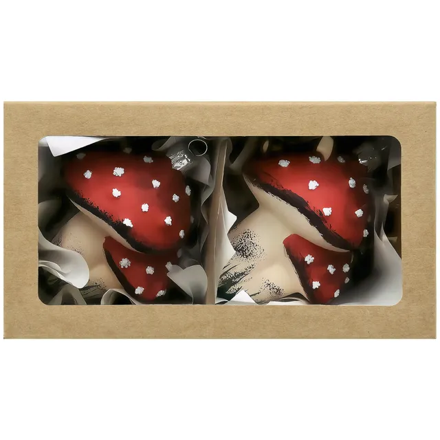 Vitbis muchomůrky skleněná ozdoba 10 cm 2 ks