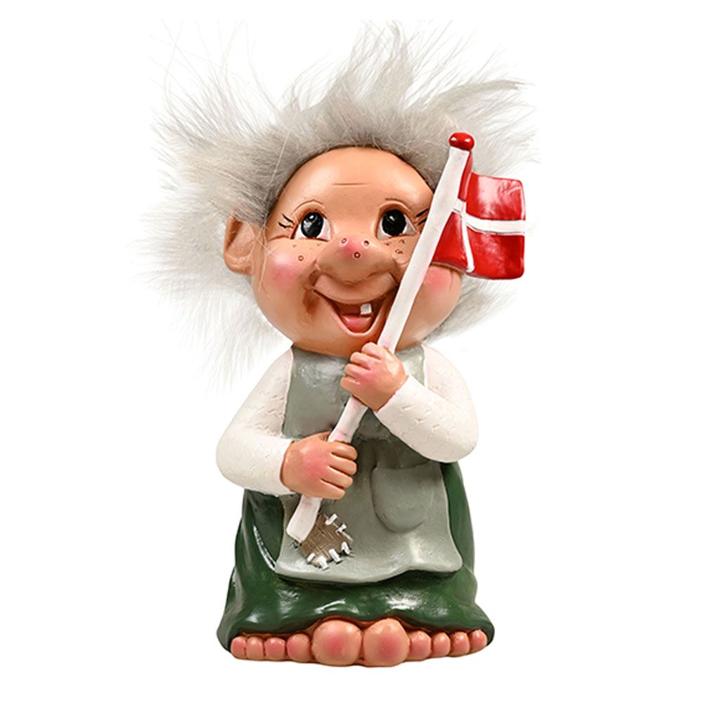 Det Gamle Apotek Asta+Gorm troll figurka s vlajkou zelená 15 cm