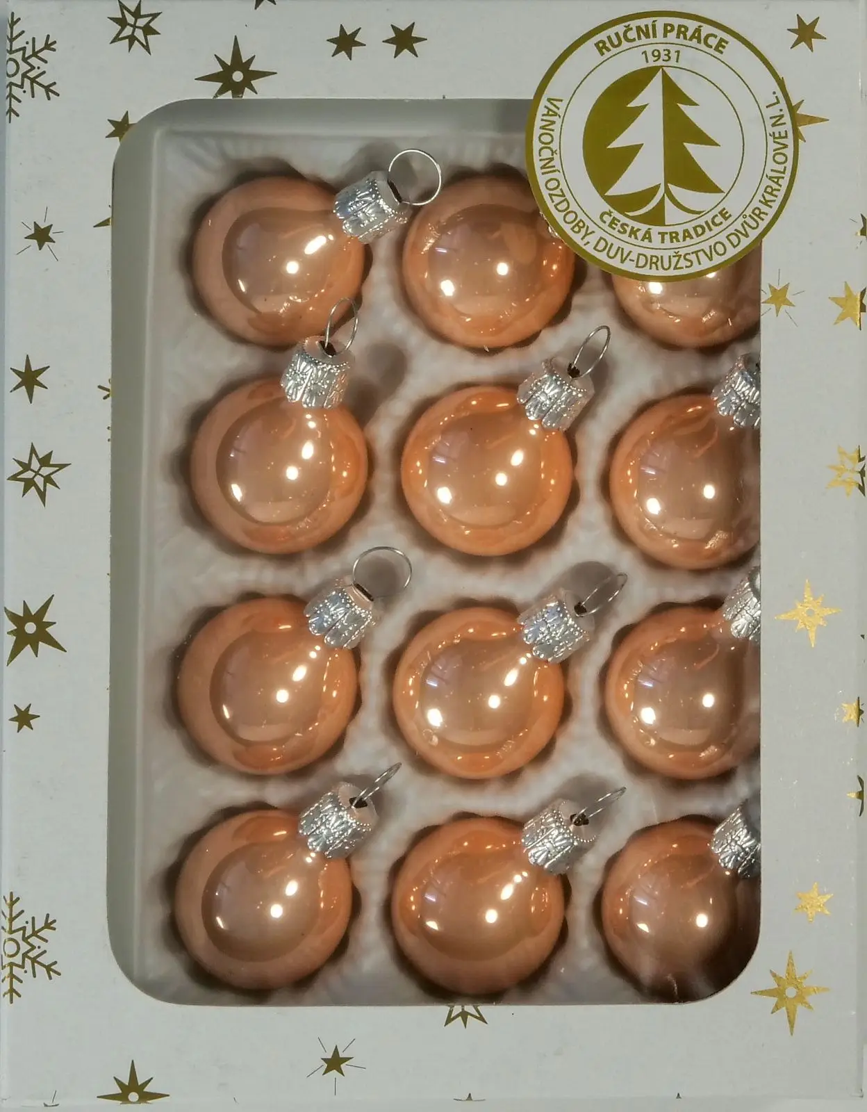 Vánoční ozdoby koule porcelánová starorůžová
